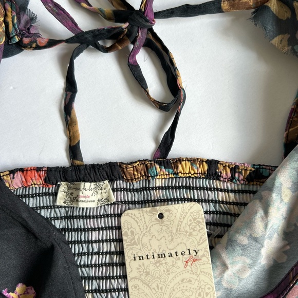 FP Intimately Floral Print Black Noir long sleeve Bodysuit Size S - Picture 4 of 12